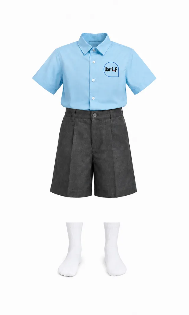 Studio render of the daily uniform: shirt, shorts and socks.